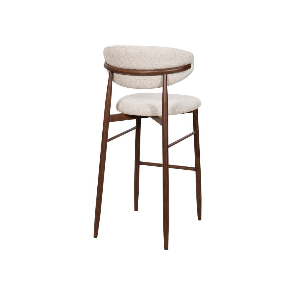 Riom Bar Height Chair Set of 2 | Beige Low Curved Back | Walnut Brown