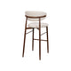Riom Bar Height Chair Set of 2 | Beige Low Curved Back | Walnut Brown