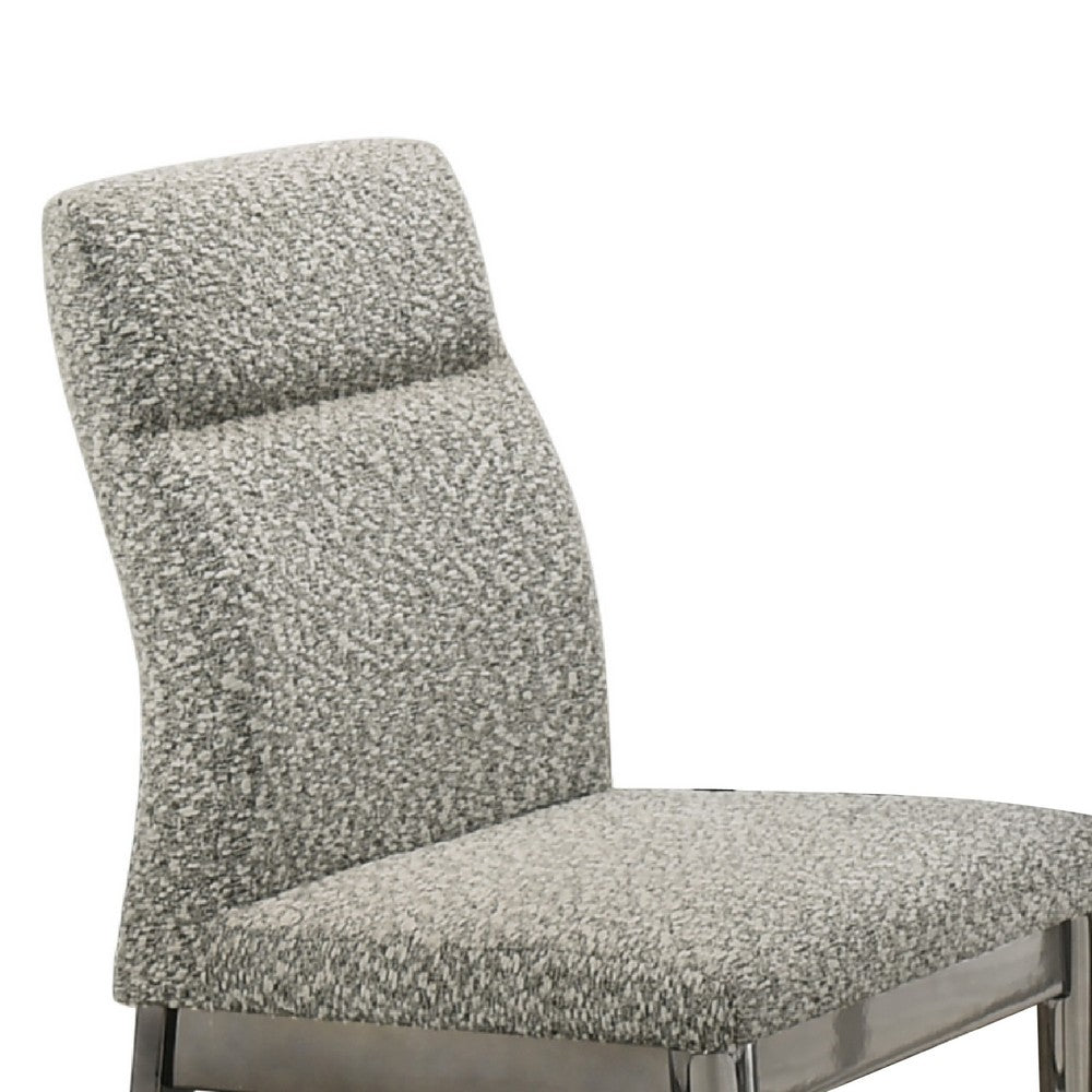 Levy Dining Side Chair Set of 2 | Gray Boucle Fabric | Metallic Silver