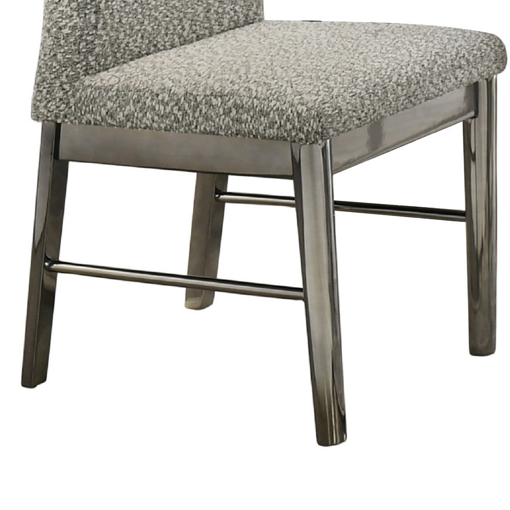 Levy Dining Side Chair Set of 2 | Gray Boucle Fabric | Metallic Silver