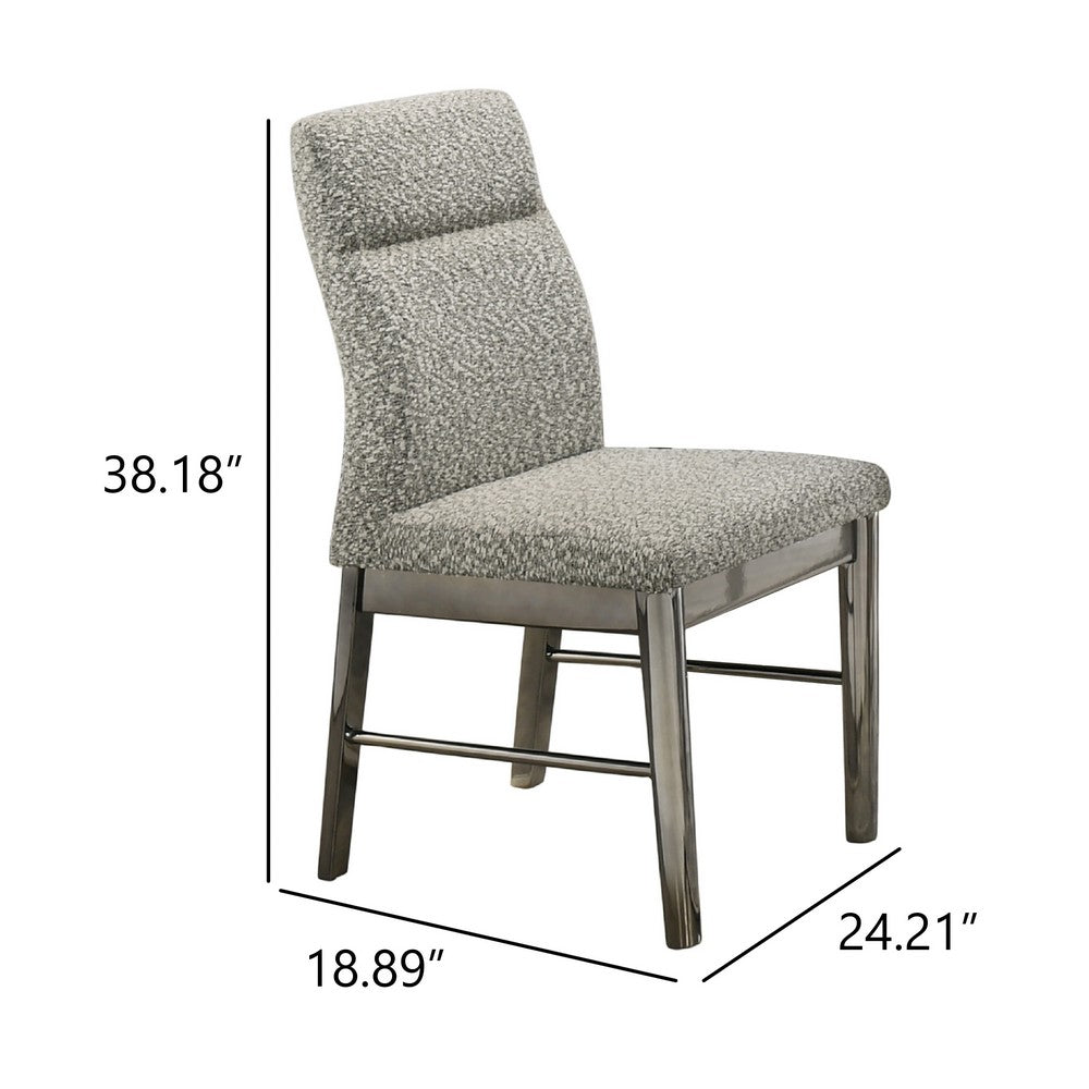 Levy Dining Side Chair Set of 2 | Gray Boucle Fabric | Metallic Silver