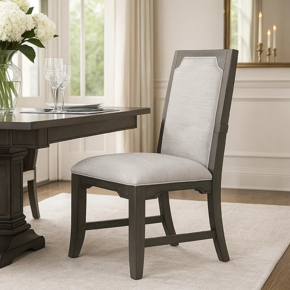 Leslee Dining Armchair Set of 2 | Gray Polyester | Sculpted Tall Back