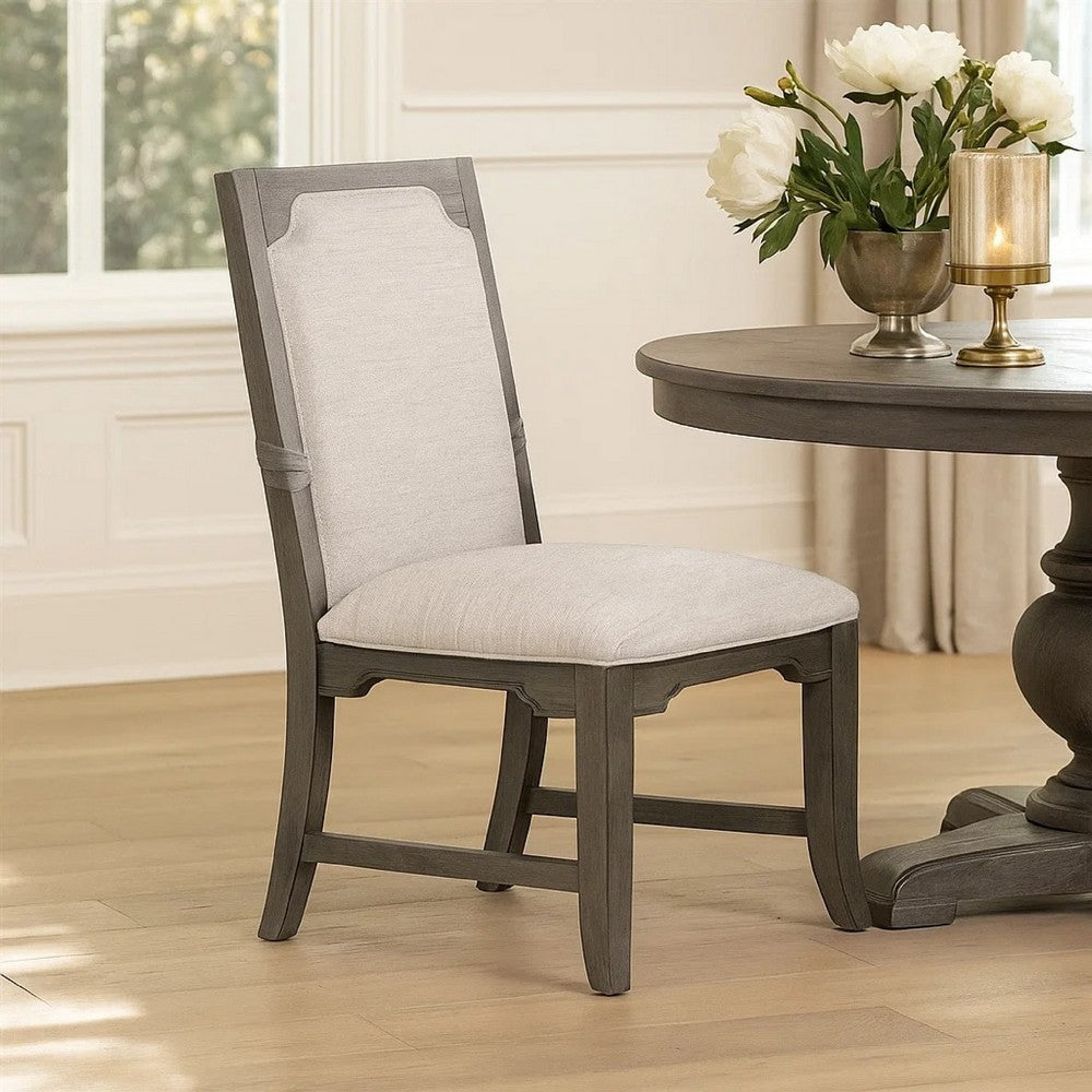 Leslee Dining Armchair Set of 2 | Gray Polyester | Sculpted Tall Back