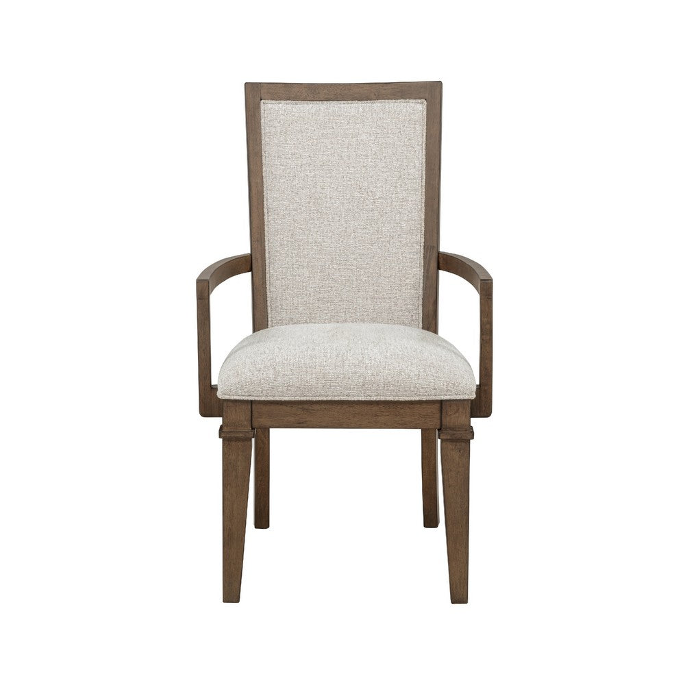 Henry Dining Chair Set of 2 | Beige Polyester | Vintage Mocha Brown