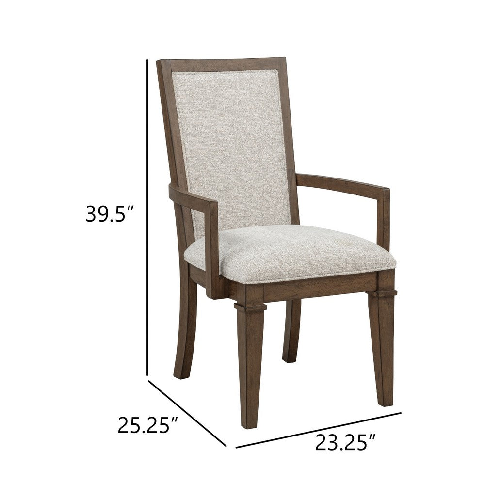 Henry Dining Chair Set of 2 | Beige Polyester | Vintage Mocha Brown