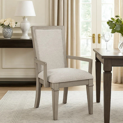 Henry Dining Chair Set of 2 | Beige Polyester | Vintage Light Cream