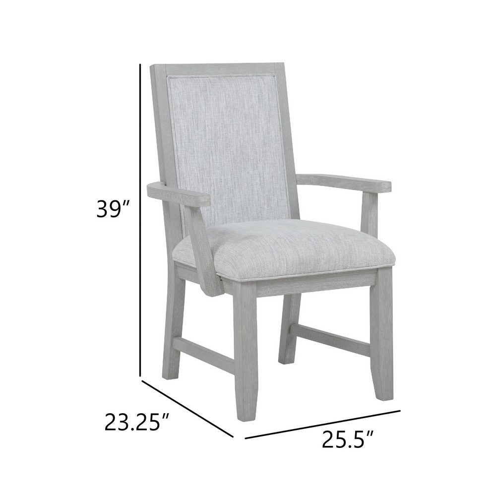 Ion Dining Armchair Set of 2 | Padded Polyester Seat | Mist Gray Wood