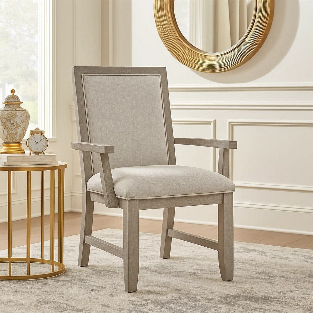 Ion Dining Armchair Set of 2 | Padded Polyester Seat | Mist Gray Wood