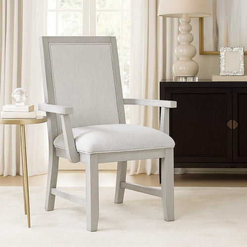 Ion Dining Armchair Set of 2 | Padded Polyester Seat | Mist Gray Wood
