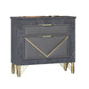 Semy Nightstand | 2 Gold Accented Drawers | Gray Marble Laminate