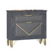 Semy Nightstand | 2 Gold Accented Drawers | Gray Marble Laminate