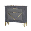 Semy Nightstand | 2 Gold Accented Drawers | Gray Marble Laminate