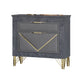 Semy Nightstand | 2 Gold Accented Drawers | Gray Marble Laminate