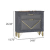 Semy Nightstand | 2 Gold Accented Drawers | Gray Marble Laminate
