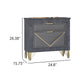 Semy Nightstand | 2 Gold Accented Drawers | Gray Marble Laminate
