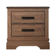 Covy Nightstand | 2 Drawers w Bar Handles | Bracket Feet | Natural Brown