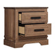 Covy Nightstand | 2 Drawers w Bar Handles | Bracket Feet | Natural Brown