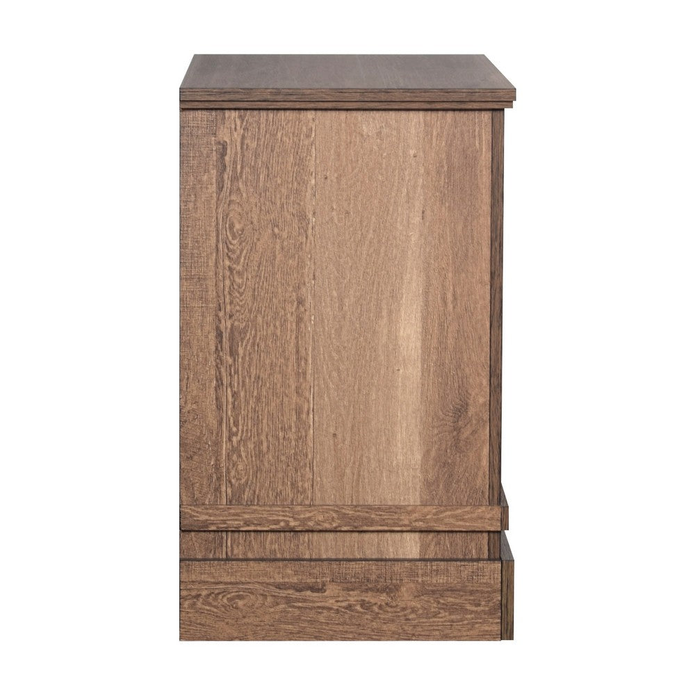 Covy Nightstand | 2 Drawers w Bar Handles | Bracket Feet | Natural Brown