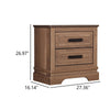 Covy Nightstand | 2 Drawers w Bar Handles | Bracket Feet | Natural Brown