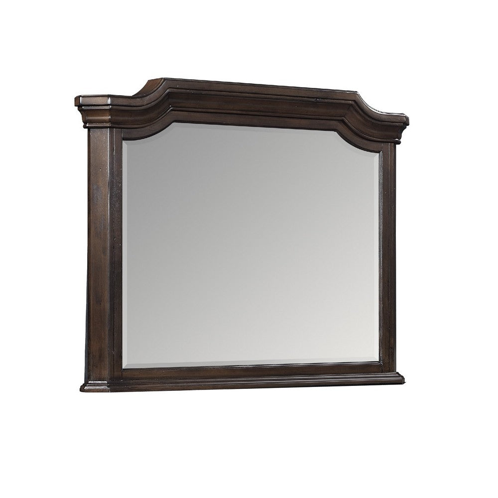 Lynda Dresser Mirror | 44" Low Distortion | Walnut Brown Crown Molding