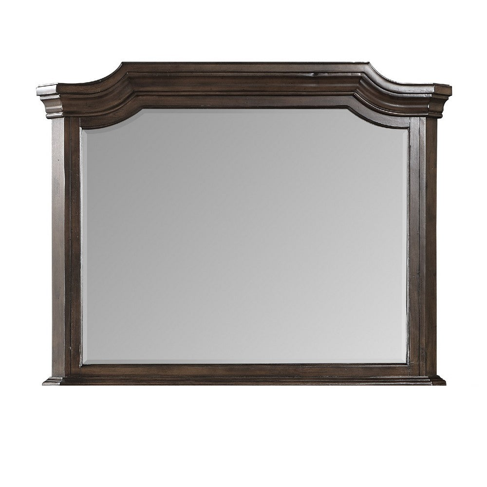Lynda Dresser Mirror | 44" Low Distortion | Walnut Brown Crown Molding