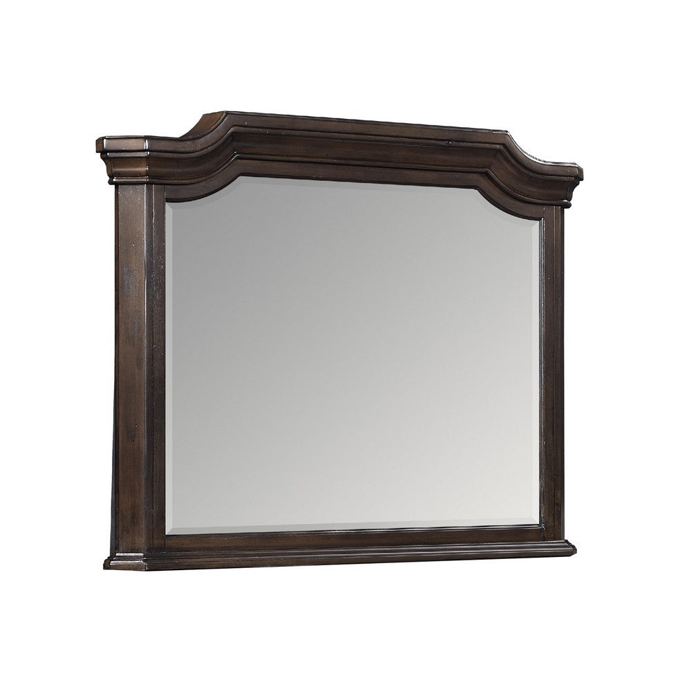 Lynda Dresser Mirror | 44" Low Distortion | Walnut Brown Crown Molding