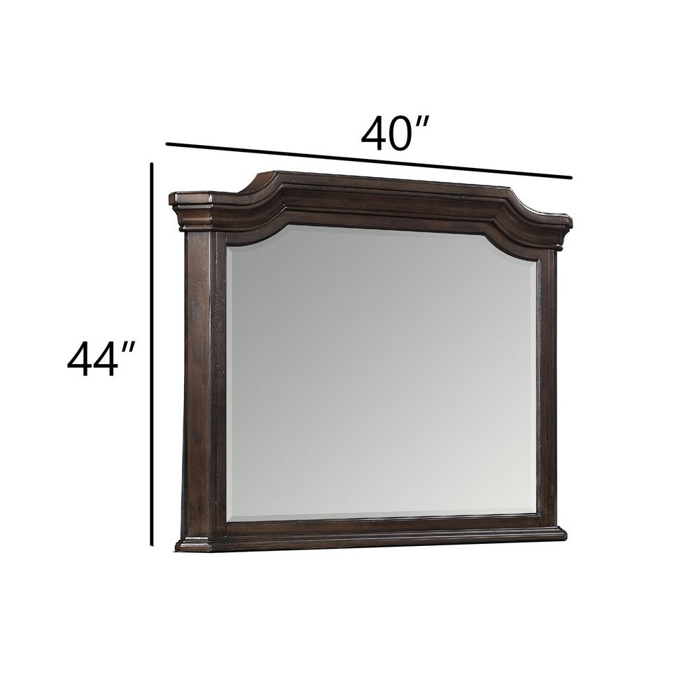 Lynda Dresser Mirror | 44" Low Distortion | Walnut Brown Crown Molding