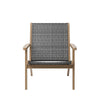Rady Patio Side Armchair Set of 2 | Gray Wicker | Brown Solid Wood