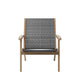 Rady Patio Side Armchair Set of 2 | Gray Wicker | Brown Solid Wood