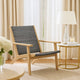 Rady Patio Side Armchair Set of 2 | Gray Wicker | Brown Solid Wood