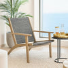 Rady Patio Side Armchair Set of 2 | Gray Wicker | Brown Solid Wood