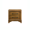 Tey Nightstand | 2 Drawers w Long Black Handles | Honey Brown