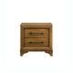 Tey Nightstand | 2 Drawers w Long Black Handles | Honey Brown