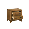 Tey Nightstand | 2 Drawers w Long Black Handles | Honey Brown