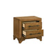 Tey Nightstand | 2 Drawers w Long Black Handles | Honey Brown