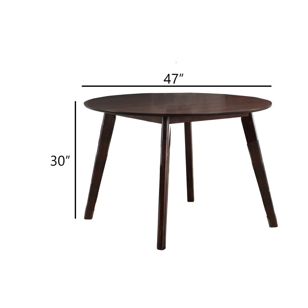 Tery Dining Table | 47" Round Top | Angled Legs | Cherry Brown Wood