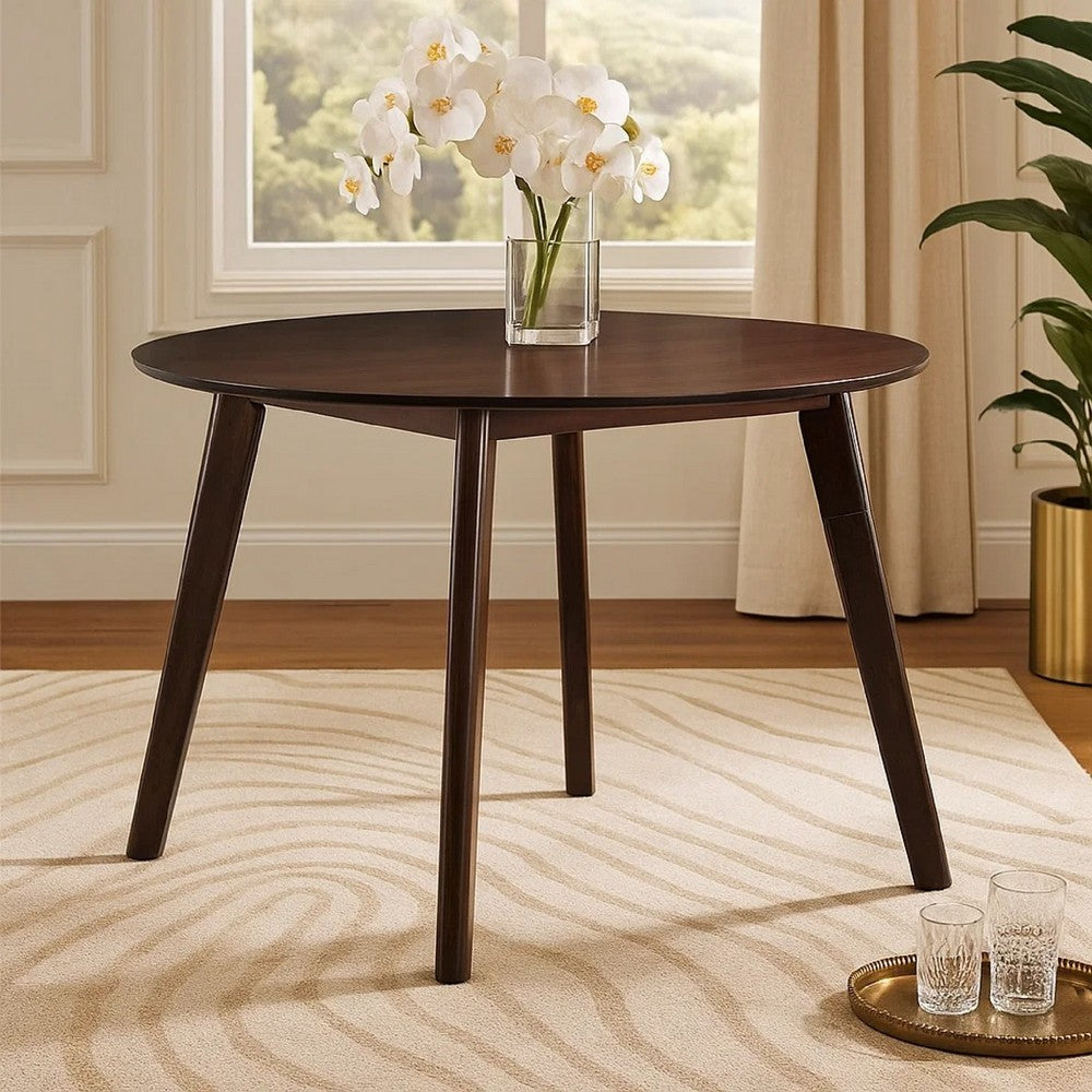 Tery Dining Table | 47" Round Top | Angled Legs | Cherry Brown Wood