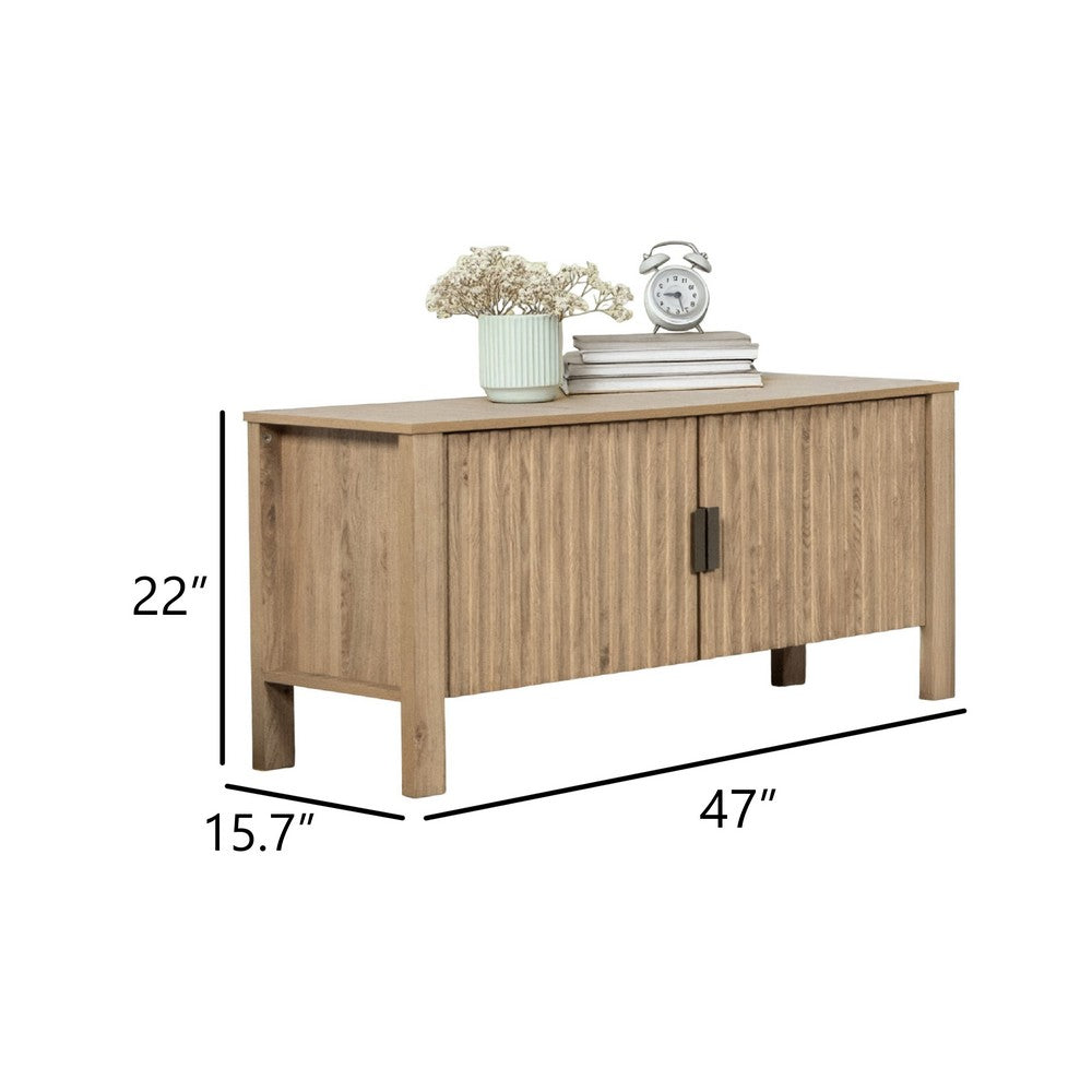 Hay TV Media Console | 47" | 2 Doors w Adjustable Shelves | Beige