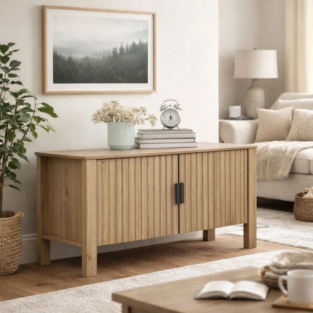 Hay TV Media Console | 47" | 2 Doors w Adjustable Shelves | Beige