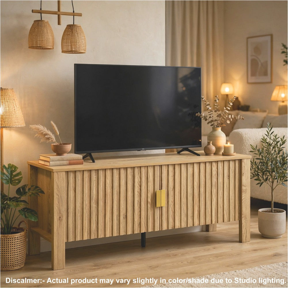 Hay TV Media Console | 47" | 2 Doors w Adjustable Shelves | Beige