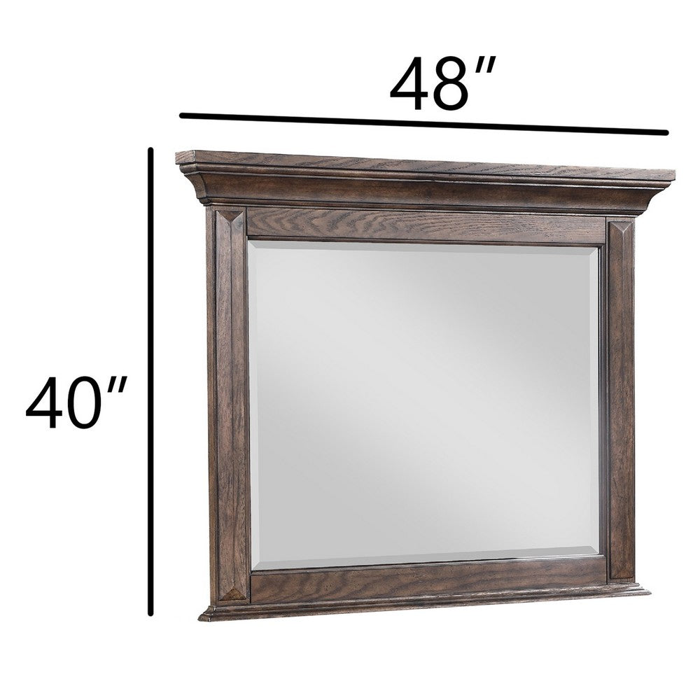 Vesy Dresser Mirror | 48" | Low Distortion Glass | Walnut Brown Wood