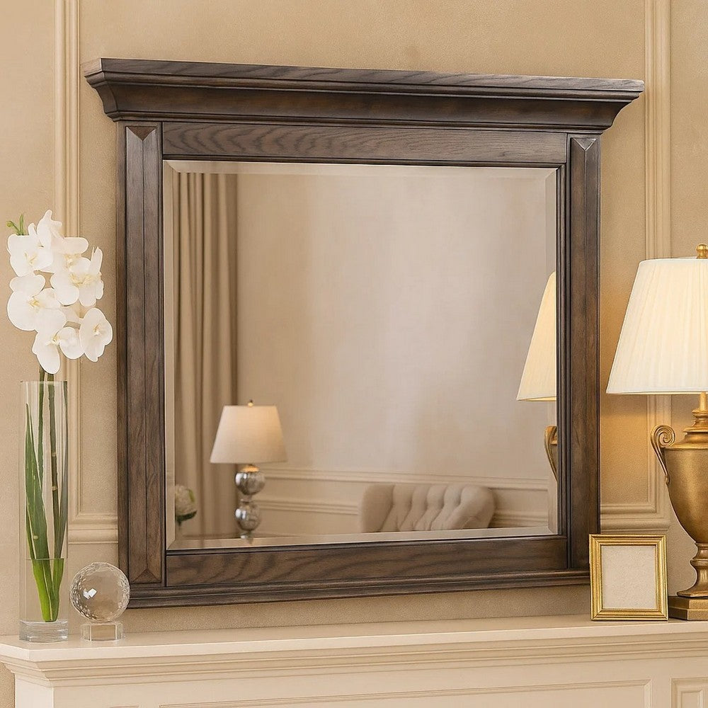 Vesy Dresser Mirror | 48" | Low Distortion Glass | Walnut Brown Wood
