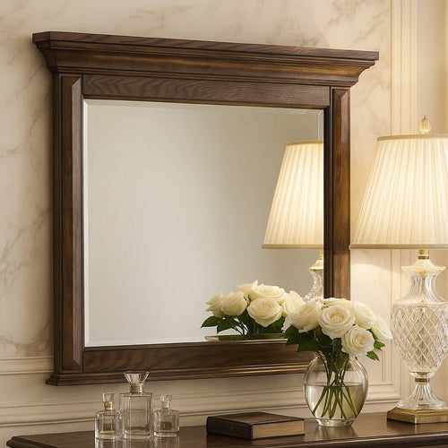 Vesy Dresser Mirror | 48" | Low Distortion Glass | Walnut Brown Wood