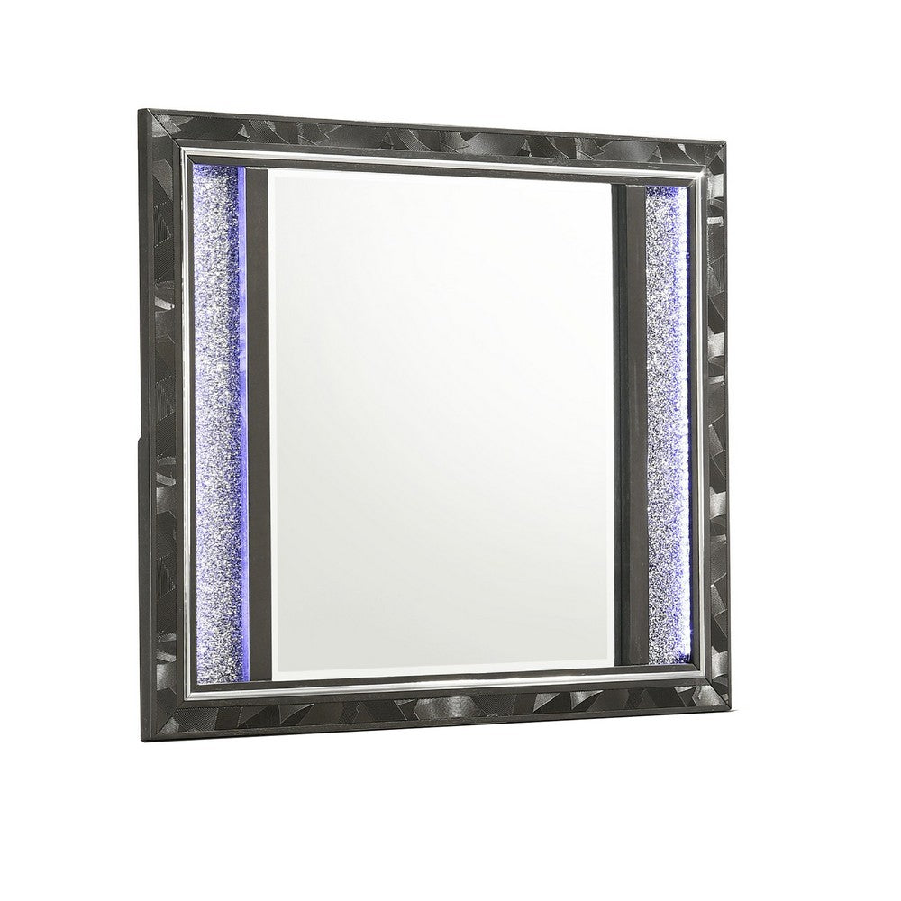 Ren Dresser Mirror | 45" | Crushed Crystal Look Black Laminate | LED