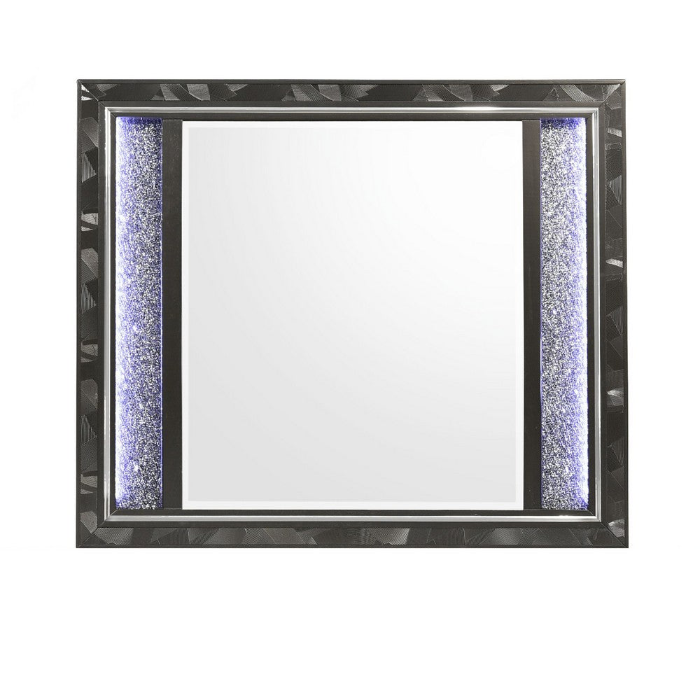 Ren Dresser Mirror | 45" | Crushed Crystal Look Black Laminate | LED