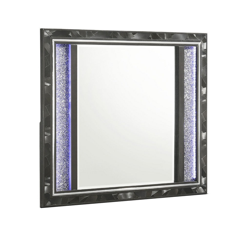 Ren Dresser Mirror | 45" | Crushed Crystal Look Black Laminate | LED