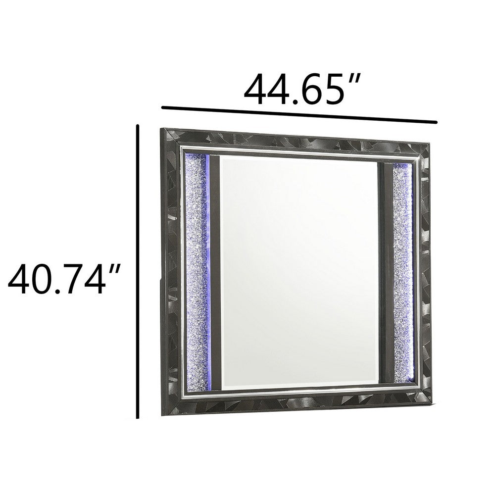Ren Dresser Mirror | 45" | Crushed Crystal Look Black Laminate | LED