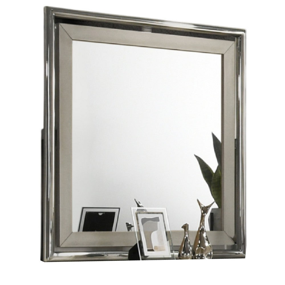 Levy Dresser Mirror | 40" | Light Gray Wood Frame | Low Distortion