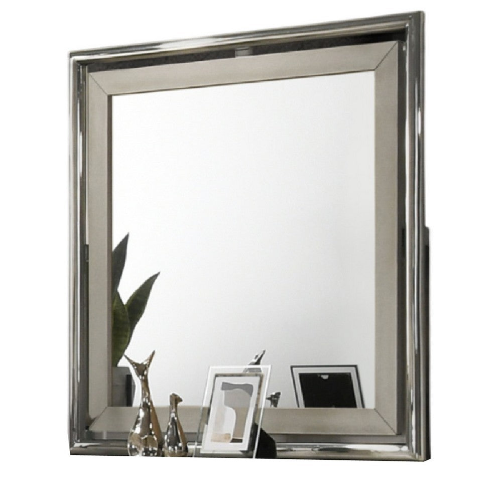 Levy Dresser Mirror | 40" | Light Gray Wood Frame | Low Distortion