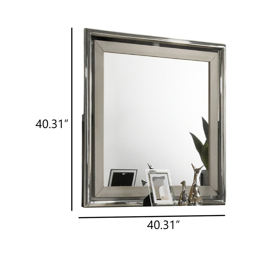 Levy Dresser Mirror | 40" | Light Gray Wood Frame | Low Distortion